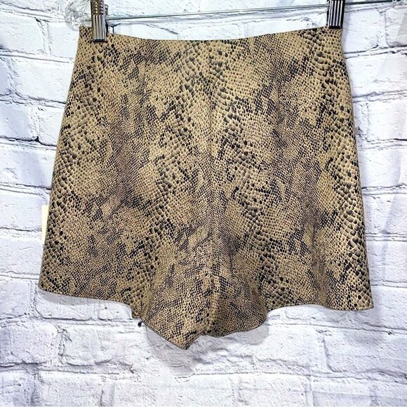 NEW! ZARA Basic Python Print Faux Suede Wrap Skort-Size XS - Picture 4 of 8